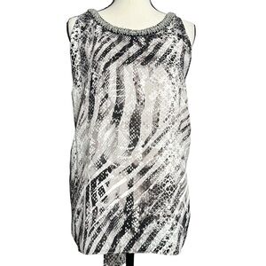 Jennifer Lopez Blouse 1X Snakeskin Pattern Beaded Sleeveless
